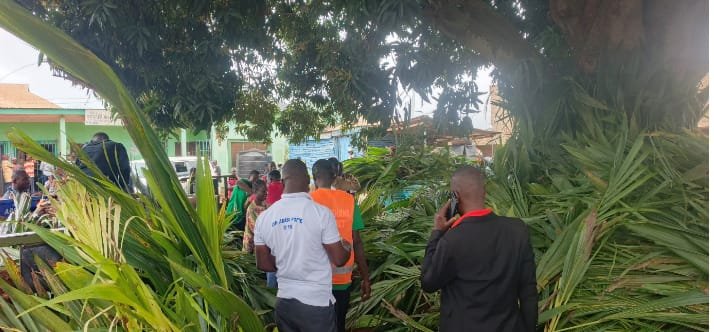 • Some coconut farmers receiving the seedlings