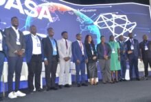 • Mr Peter Frimpong (fifth from left) with Prof Tonya Evans (right) and other dignitaries during the programme Photo Victor A. Buxton