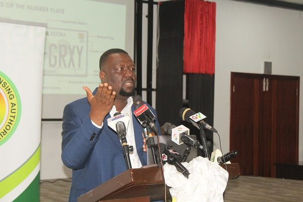 Mr Julius Neequaye Kotey (inset) addressing the press conference. Photo. Ebo Gorman