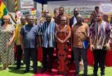 Mr Opoku ( second from left), Mrs Arthur ( middle), Mr Gunu ( left) with other dignitaries after the launch