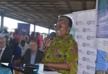 • Ms Arthur (inset) speaking at the programme. Photo: Victor A Buxton