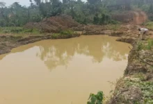 • The collapsed mining pit at Kasotie