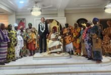 • Dr Nii Ayi-Bonte II (seated) with Dr Christian Rogg and other queenmothers