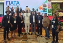 • Mr Adjokatcher (fourth from left) with other delegates at the congress