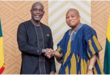 Mr Samuel Okudzeto Ablakwa (right) exchanging pleasantries with Mr Joseph Andall