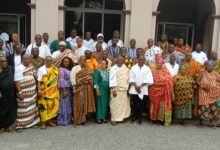 Mr Ibrahim (sixth from right) with members of the Greater Accra Regional House of Chiefs