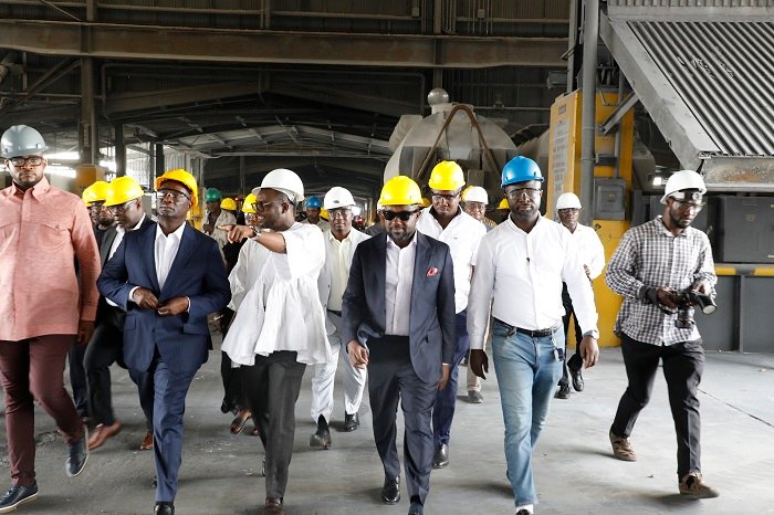 • Mr Armah-Kofi Buah (second from left) and his entourage touring VALCO