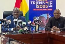 • Mr Haruna Iddrisu (left) addressing journalists. With him is Dr Clement Apaak, Deputy Education Minister