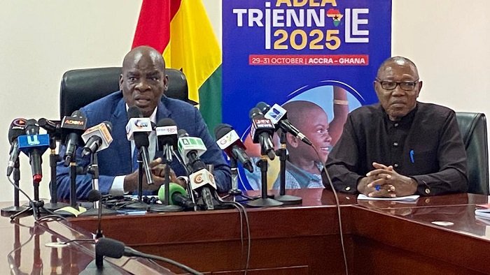 • Mr Haruna Iddrisu (left) addressing journalists. With him is Dr Clement Apaak, Deputy Education Minister