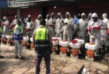 Workers of LCB Worldwide Ghana Limited preparing for the exercise.