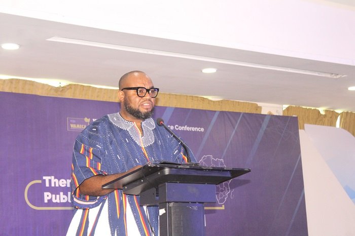 Mr Mohammed Adams Sukparu (inset) addressing participants at the conference Photo: Ebo Gorman