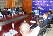 • Dr Alhassan Iddrisu (head of table)addressing the media at the launch Photo: Seth Osabukle