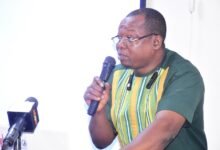 • Mr Duorinaah (inset) speaking to stakeholders and the media at the event Photo: Seth Osabukle