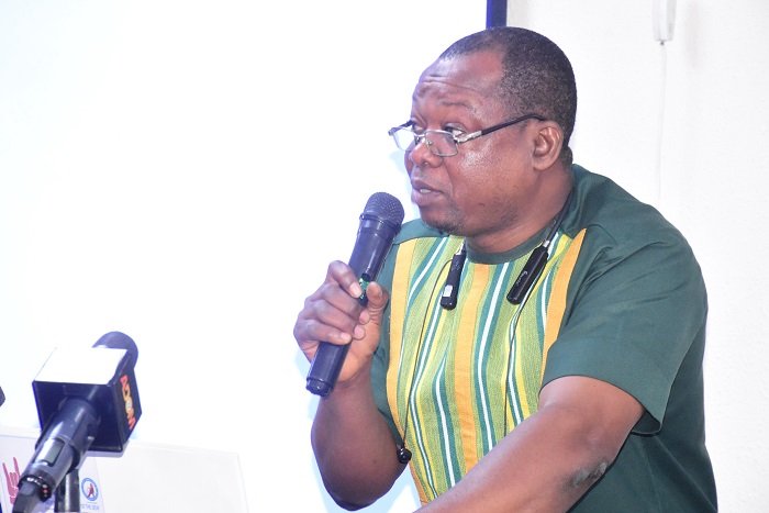 • Mr Duorinaah (inset) speaking to stakeholders and the media at the event Photo: Seth Osabukle