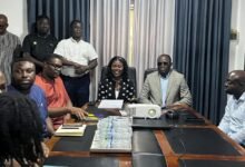 • Ms Affo-Toffey (middle) with the management of MMT