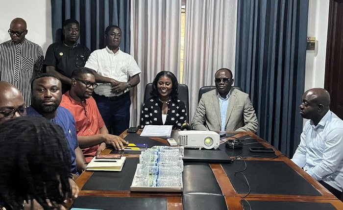 • Ms Affo-Toffey (middle) with the management of MMT