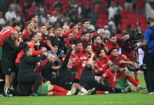 Morocco players celebrate after their final game