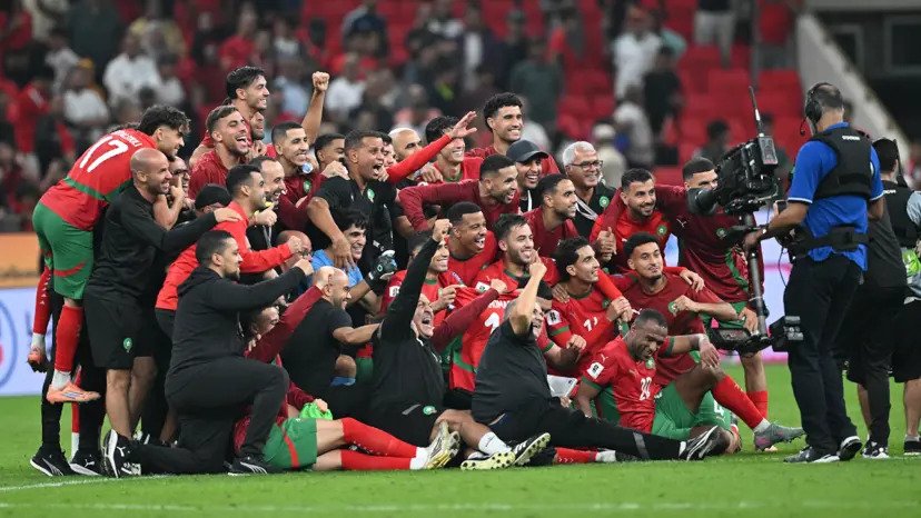 Morocco players celebrate after their final game