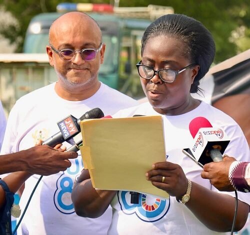 • Mrs Akosua Okyere-Badoo delivering a speech. With her is Mr Zia Choudhury