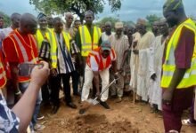 • Alhaji Misbahu Adams Mahama, breaking the ground for work to start at one of the projects site