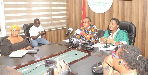 Ms Ama Mawusi Mawuenyefia addressing the press conference Photo: Ebo Gorman