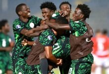 Nigerian players celebrating their qualification