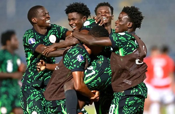 Nigerian players celebrating their qualification