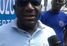 • Mr Joseph A. Baffoe (inset) addressing participants at the programme