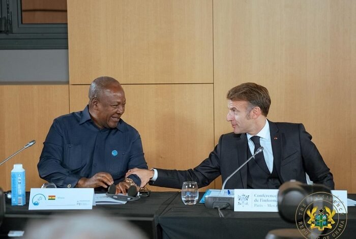 • President John Mahama (left) and French President Emmanuel Macron