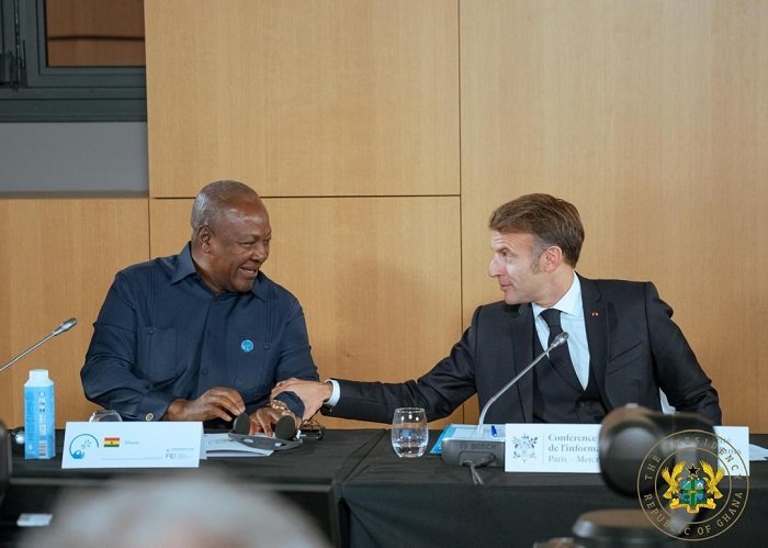 • President John Mahama (left) and French President Emmanuel Macron