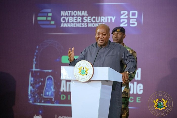 President Mahama inaugurating the 18-member Joint Cyber Security Committee members