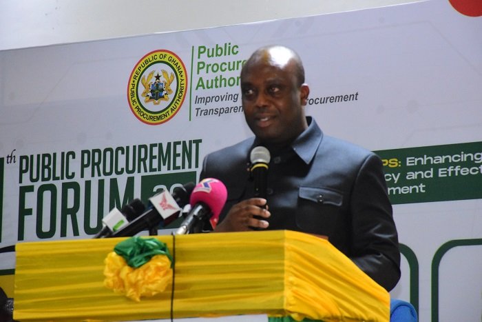 • Mr Nyarko Ampem addressing participants in the meeting. Photo Seth Osabukle