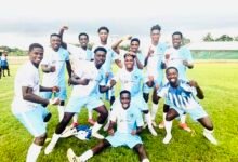 Players of Na God FC celebrating a recent victory over Golden Warriors FC