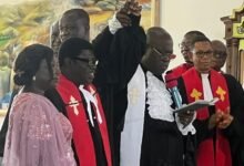 • Rt. Rev. Dr Abraham Opare Kwakye inducting Rev. Ohene into office