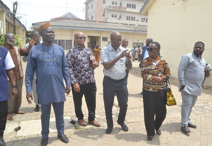 Professor Akua Opokua Britwum (second from left) and other members of NMC touring NTC premises