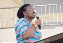 Prof. Adelaide Maria Ansah-Ofei (inset) addressing the graduands Photo: Seth Osabukle