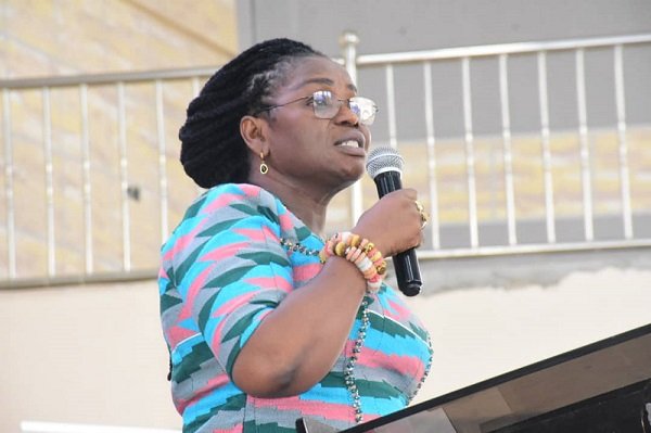 Prof. Adelaide Maria Ansah-Ofei (inset) addressing the graduands Photo: Seth Osabukle