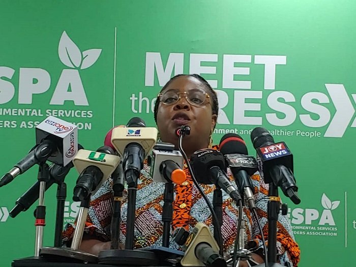 • Ms Ama Ofori Antwi addressing the media