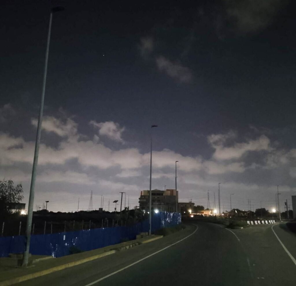 The malfunctioning streetlights on the Tema Motorway Interchange Photo Victor A Buxton