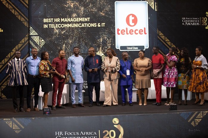 • The Telecel team celebrating the award