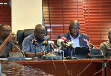 • Mr Nyindam (second from left) addressing the media