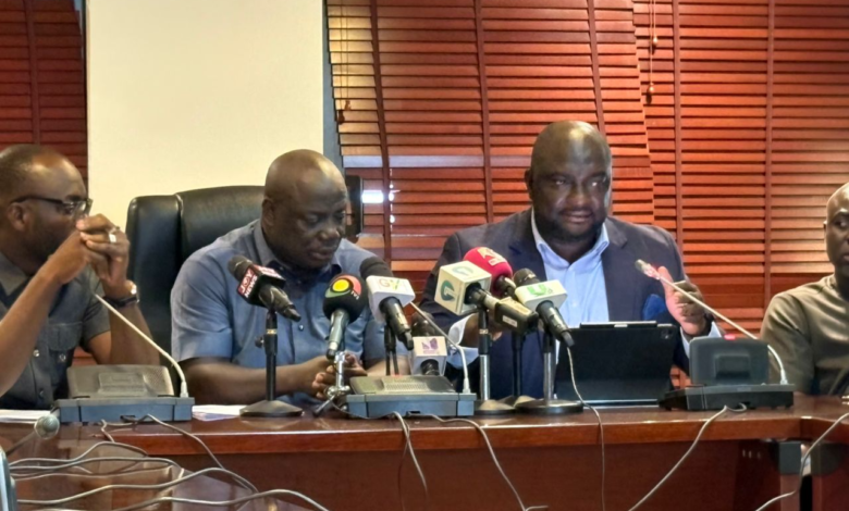 • Mr Nyindam (second from left) addressing the media