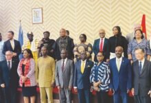 • Mr Samuel Okudzeto Ablakwa (back fourth from left) with Mr Zia Choudhury (third from right) and some dignitaries