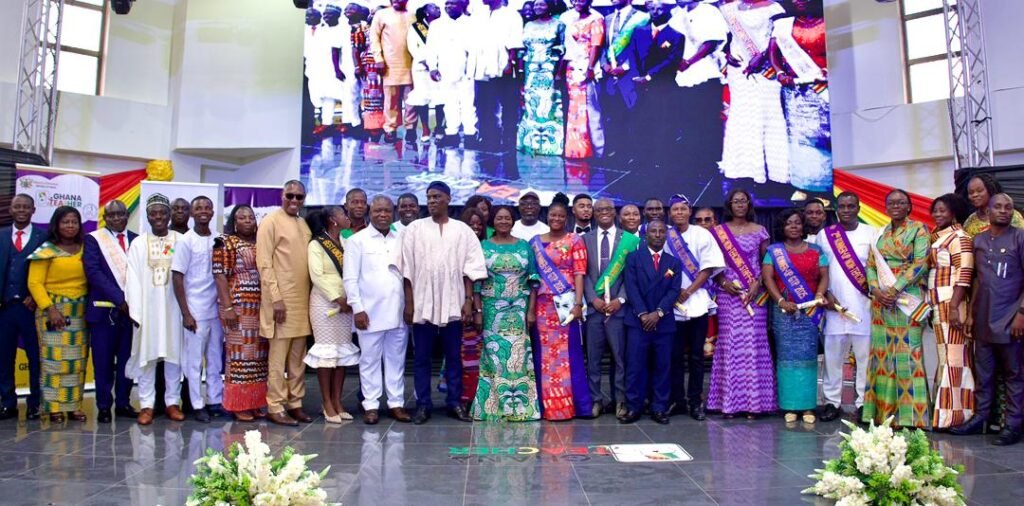 • Vice President Professor Opoku-Agyemang (middle) with the award winners