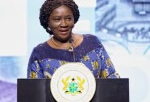 Vice President Professor Opoku-Agyemang (inset) addressing the gathering