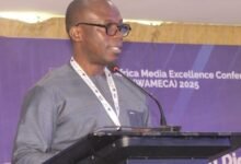 Mr Sulemana Braimah (inset) addressing participants at the conference Photo: Ebo Gorman