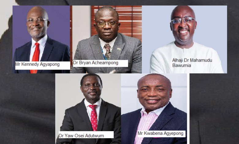 Mr Kennedy Agyapong • Dr Bryan Acheampong • Alhaji Dr Mahamudu Bawumia • Dr Yaw Osei Adutwum • Mr Alhassan Fusheini (in smock) answering questions before the Committee on Local Government and Rural Development • Mr Kwabena Agyepong