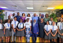 • Ms Amoah (sixth from left) with students from the participating schools and some dignitaries