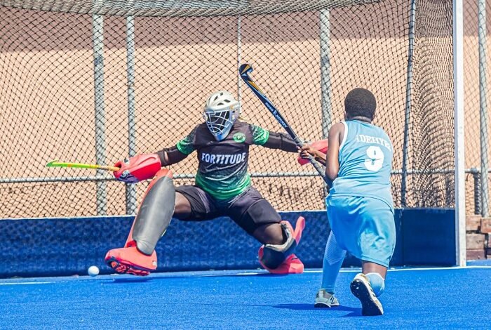 • A player of Yaa Asantewaa Girls scoring from the penalty spot