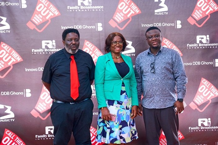 • Dr Kenneth Hammond-Aryee (left), Rev. Mrs Catherine Onwioduokit (middle), and Cyril Gockel, Head, Brands and Marketing - 3Music TV